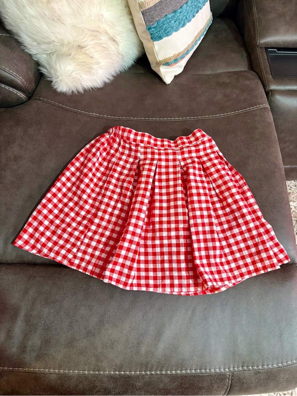 Classic Red Gingham Pleated Skirt - Women